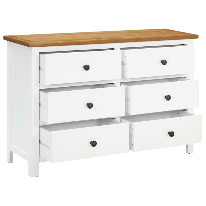 Solid Oak Chest of Drawers - White | 6 Drawer Storage Cabinet | 105 x 33.5 x 73 cm | Elegant & Durable - Premium  from Home Treasures - Just £297.99! Shop now at Home Treasures