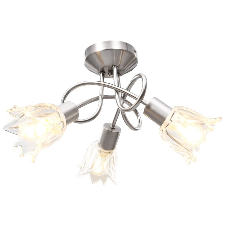 Elegant Tulip Ceiling Lamp with Transparent Glass Shades - Modern Chrome Finish, Fits 3 E14 Bulbs - Premium  from Home Treasures - Just £36.99! Shop now at Home Treasures