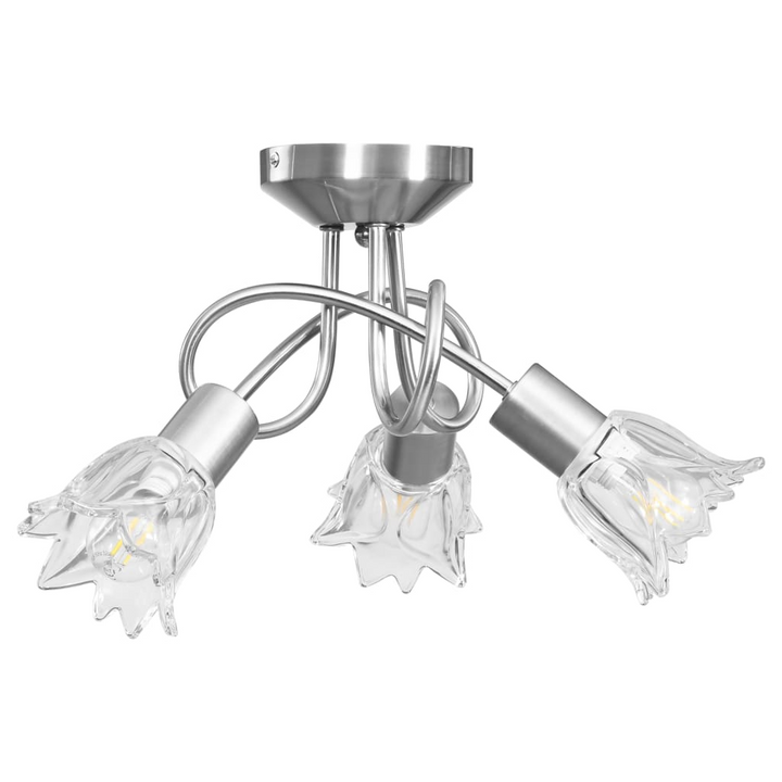 Elegant Tulip Ceiling Lamp with Transparent Glass Shades - Modern Chrome Finish, Fits 3 E14 Bulbs - Premium  from Home Treasures - Just £36.99! Shop now at Home Treasures