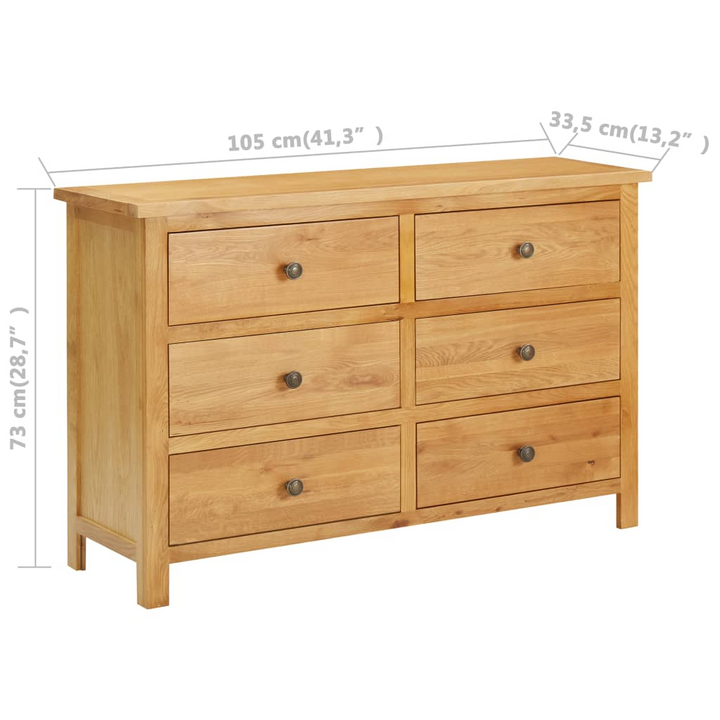 Rustic Solid Oak Chest of Drawers - Spacious 6-Drawer Storage - 105 x 33.5 x 73cm - Premium  from Home Treasures - Just £308.99! Shop now at Home Treasures