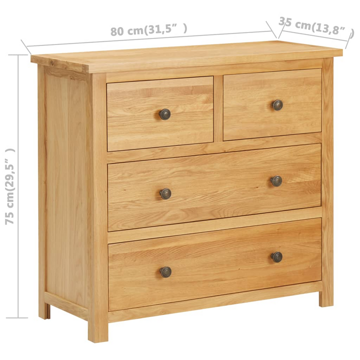 Solid Oak Chest of Drawers 80x35x75cm – Elegant and Durable Storage Solution for Any Home Decor - Premium  from Home Treasures - Just £270.99! Shop now at Home Treasures