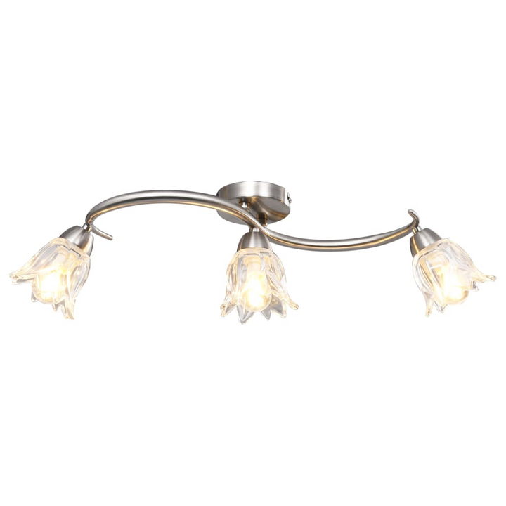 Elegant Ceiling Light with Transparent Glass Tulip Shades - Contemporary Satin Chrome Finish - Premium  from Home Treasures - Just £43.99! Shop now at Home Treasures