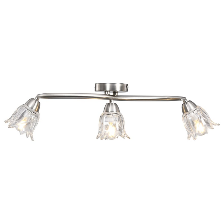 Elegant Ceiling Light with Transparent Glass Tulip Shades - Contemporary Satin Chrome Finish - Premium  from Home Treasures - Just £43.99! Shop now at Home Treasures