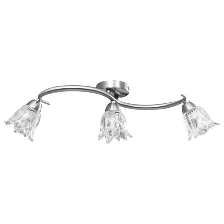 Elegant Ceiling Light with Transparent Glass Tulip Shades - Contemporary Satin Chrome Finish - Premium  from Home Treasures - Just £43.99! Shop now at Home Treasures