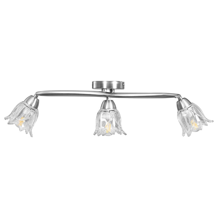 Elegant Ceiling Light with Transparent Glass Tulip Shades - Contemporary Satin Chrome Finish - Premium  from Home Treasures - Just £43.99! Shop now at Home Treasures