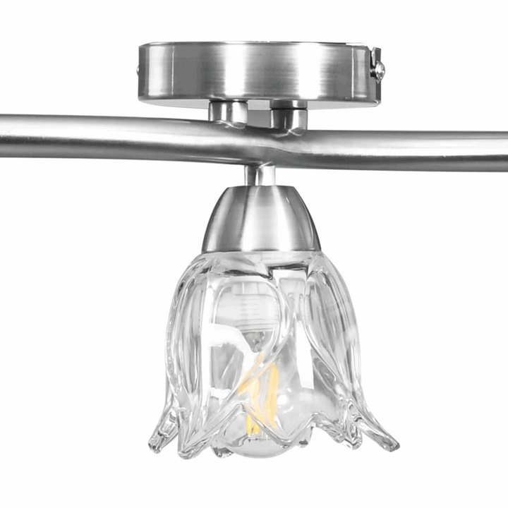 Elegant Ceiling Light with Transparent Glass Tulip Shades - Contemporary Satin Chrome Finish - Premium  from Home Treasures - Just £43.99! Shop now at Home Treasures