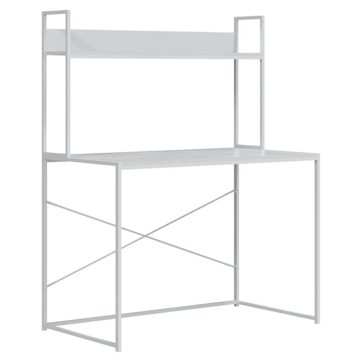 Modern White Work Desk with Shelf – 110 x 60 x 138 cm, Ideal for Home and Office - Premium  from Home Treasures - Just £102.99! Shop now at Home Treasures