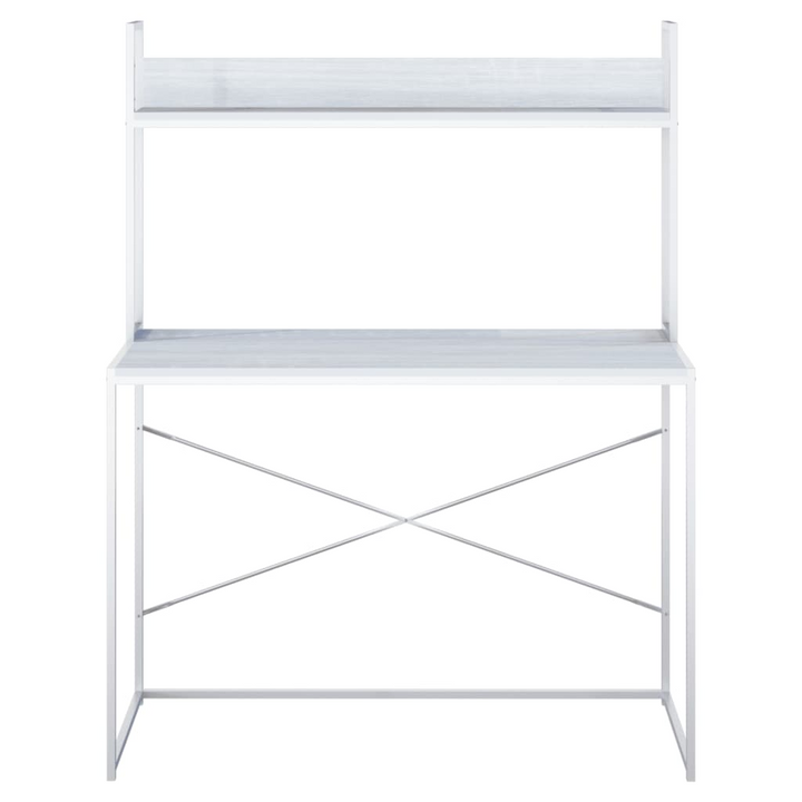 Modern White Work Desk with Shelf – 110 x 60 x 138 cm, Ideal for Home and Office - Premium  from Home Treasures - Just £102.99! Shop now at Home Treasures