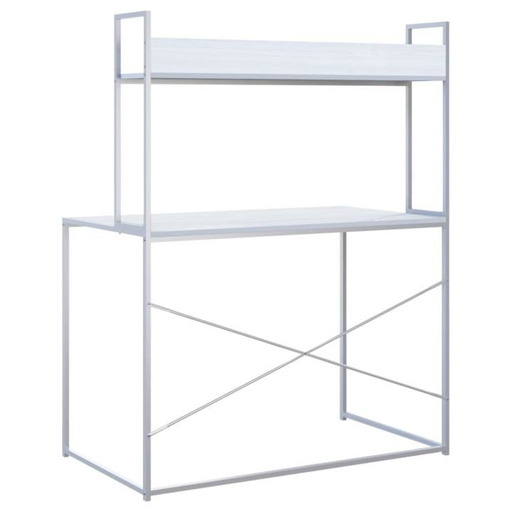 Modern White Work Desk with Shelf – 110 x 60 x 138 cm, Ideal for Home and Office - Premium  from Home Treasures - Just £102.99! Shop now at Home Treasures