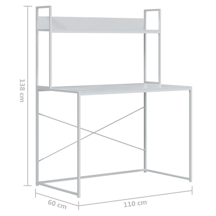 Modern White Work Desk with Shelf – 110 x 60 x 138 cm, Ideal for Home and Office - Premium  from Home Treasures - Just £102.99! Shop now at Home Treasures