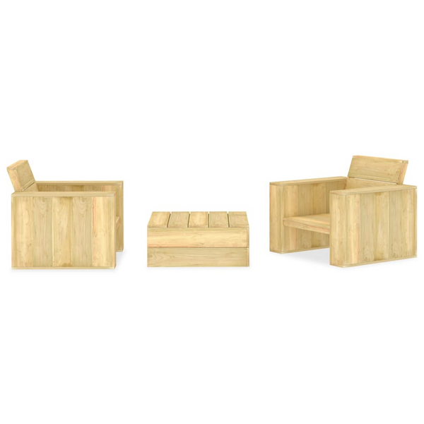 Rustic Impregnated Pinewood 3 Piece Garden Lounge Set - Weather-Resistant & Durable Outdoor Furniture for Patio, Terrace & Garden - Premium  from Home Treasures - Just £318.99! Shop now at Home Treasures