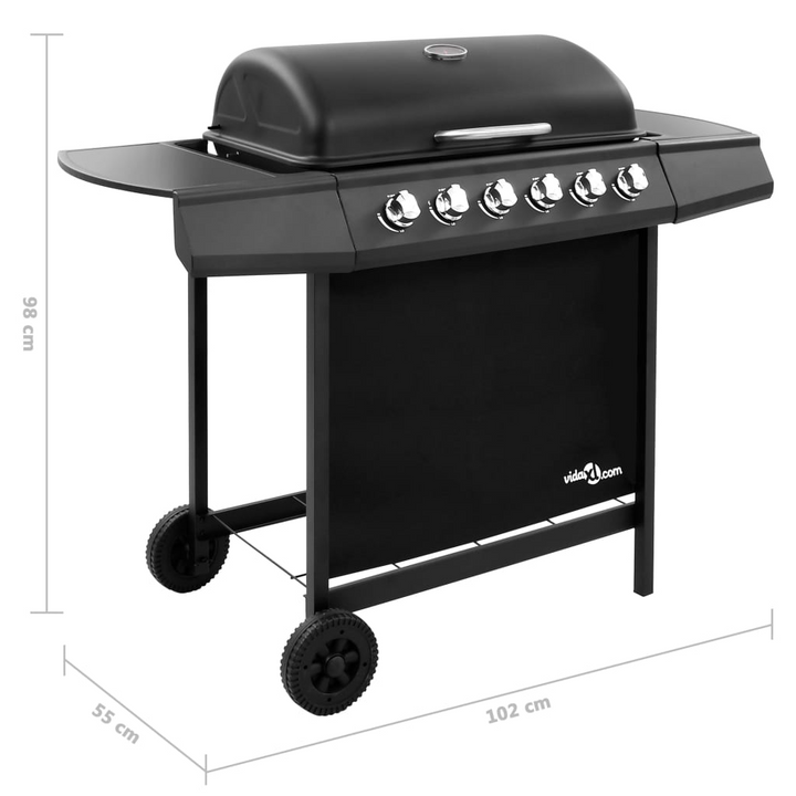 Premium Gas BBQ Grill with 6 Burners - Black | Heavy-Duty Outdoor Cooking Station - Premium BBQ from Home Treasures - Just £243.99! Shop now at Home Treasures