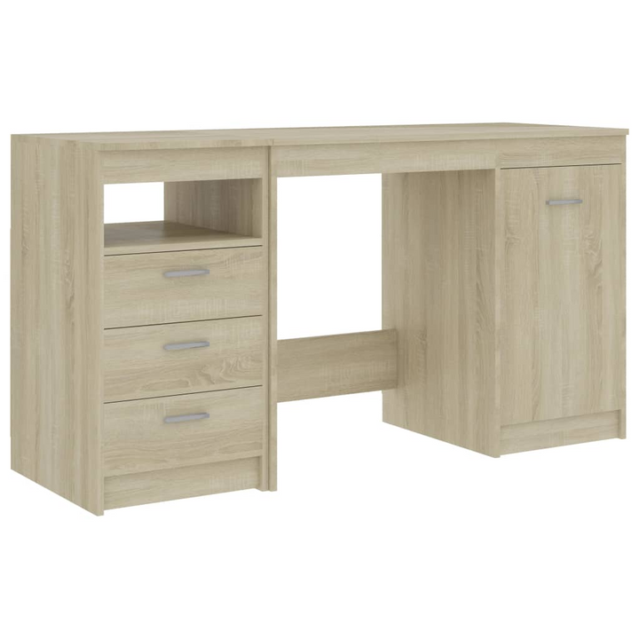 Modern Sonoma Oak Work Desk - 140 x 50 x 76 cm | Office Desk with Storage - Premium  from Home Treasures - Just £163.99! Shop now at Home Treasures