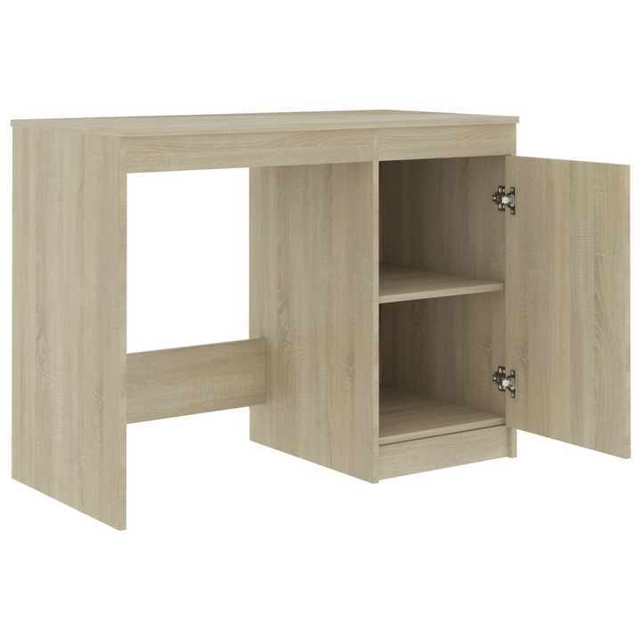 Modern Sonoma Oak Work Desk - 140 x 50 x 76 cm | Office Desk with Storage - Premium  from Home Treasures - Just £163.99! Shop now at Home Treasures