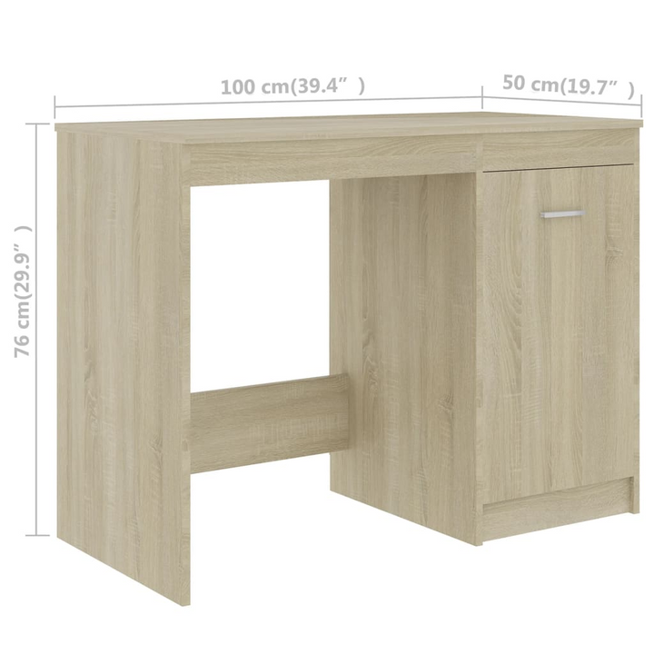 Modern Sonoma Oak Work Desk - 140 x 50 x 76 cm | Office Desk with Storage - Premium  from Home Treasures - Just £163.99! Shop now at Home Treasures