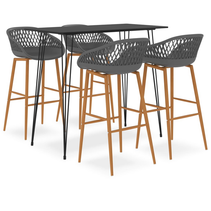 5 Piece Modern Bar Set in Black and Grey - Stylish and Durable Bar Table and Stools - Premium  from Home Treasures - Just £339.99! Shop now at Home Treasures