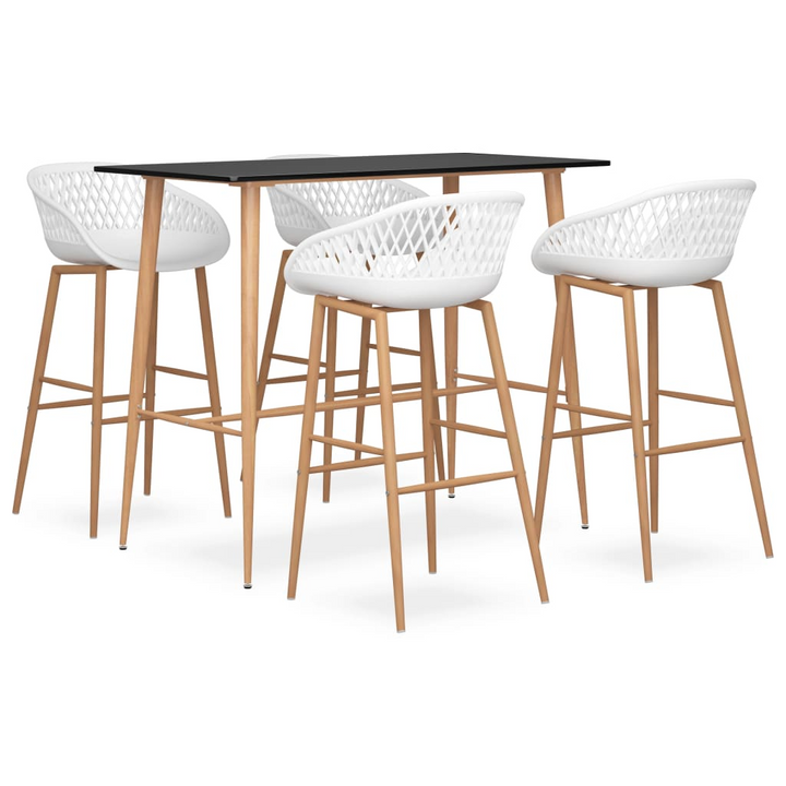 Modern 5 Piece Bar Set - Black and White Bar Table with 4 Stools for Homes, Gardens, Bars & Restaurants - Premium  from Home Treasures - Just £388.99! Shop now at Home Treasures