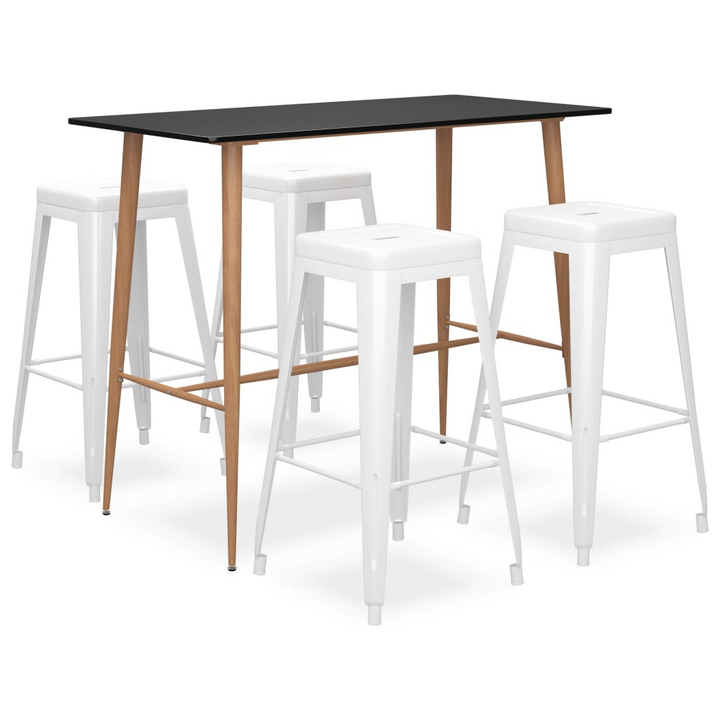 5 Piece Modern Black & White Bar Set - Stylish Bar Table & Stools for Home, Garden, Pub, or Restaurant - Premium  from Home Treasures - Just £427.99! Shop now at Home Treasures