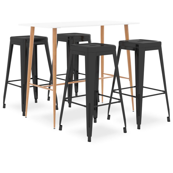 5 Piece Modern Bar Set - White & Black Counter Height Table and Stools for Home, Garden, Bar, Pub, and Restaurant - Premium  from Home Treasures - Just £461.99! Shop now at Home Treasures