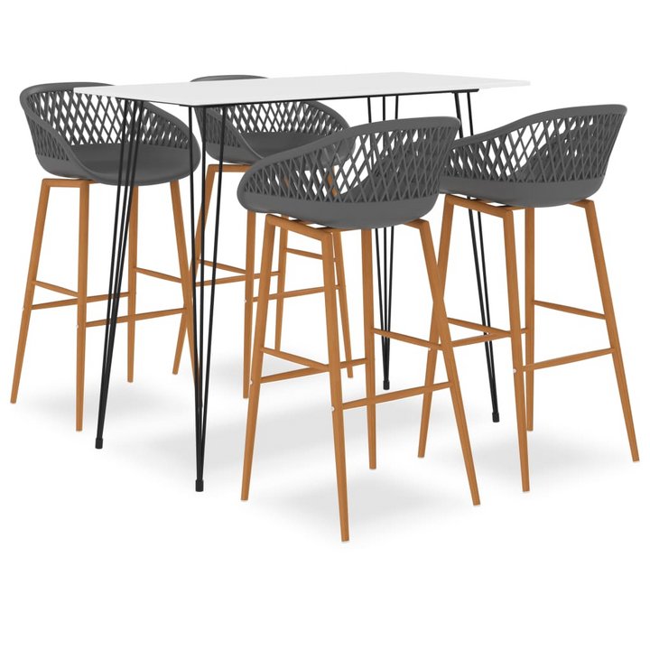 5 Piece Modern Bar Set - White Table & Grey Stools | Elegant Home, Garden, Bar Furniture - Premium  from Home Treasures - Just £348.99! Shop now at Home Treasures