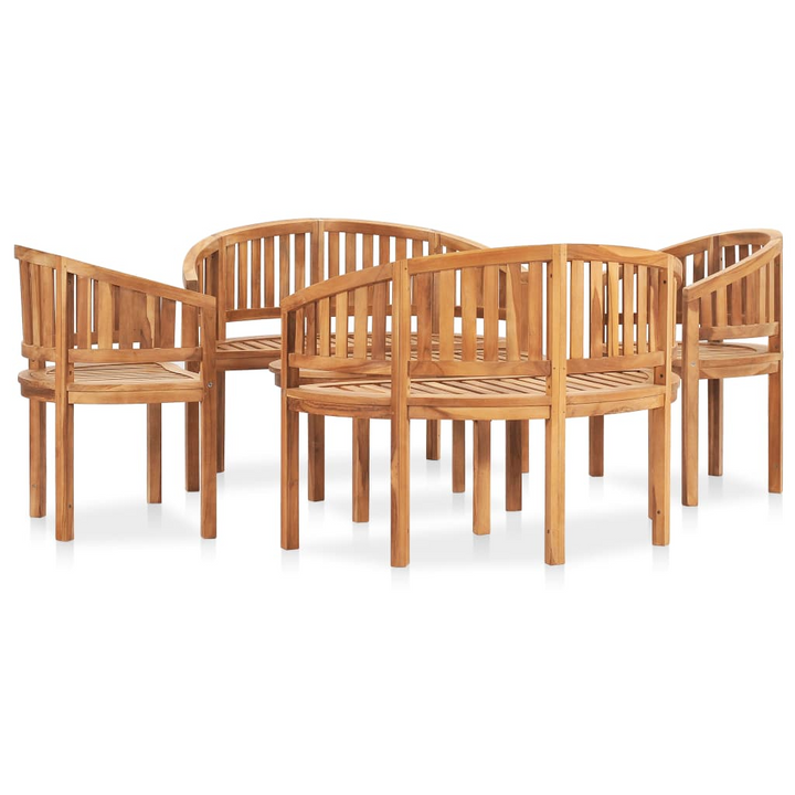 Luxurious Solid Teak Wood 5-Piece Banana Lounge Set – Durable & Weather-Resistant Outdoor Furniture - Premium  from Home Treasures - Just £995.99! Shop now at Home Treasures