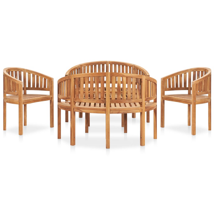 Luxurious Solid Teak Wood 5-Piece Banana Lounge Set – Durable & Weather-Resistant Outdoor Furniture - Premium  from Home Treasures - Just £995.99! Shop now at Home Treasures