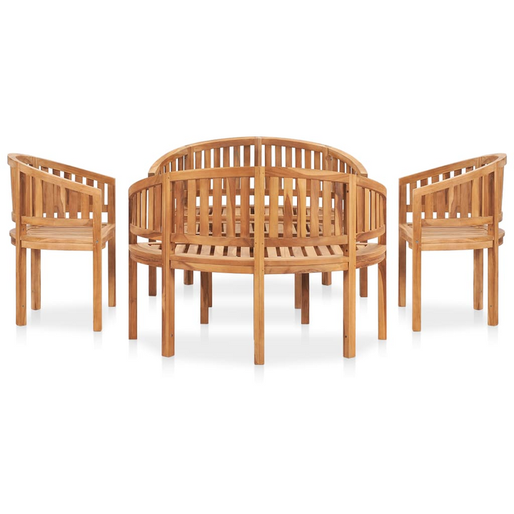 Luxurious Solid Teak Wood 5-Piece Banana Lounge Set – Durable & Weather-Resistant Outdoor Furniture - Premium  from Home Treasures - Just £995.99! Shop now at Home Treasures