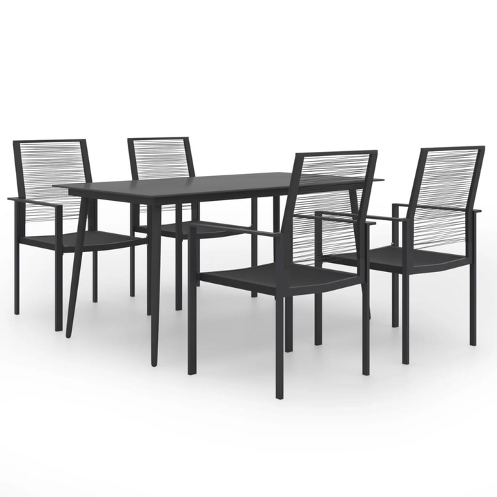 Elegant Five Piece Garden Dining Set in Black - Outdoor Patio Furniture with Glass Tabletop and Rattan Chairs - Premium  from Home Treasures - Just £344.99! Shop now at Home Treasures