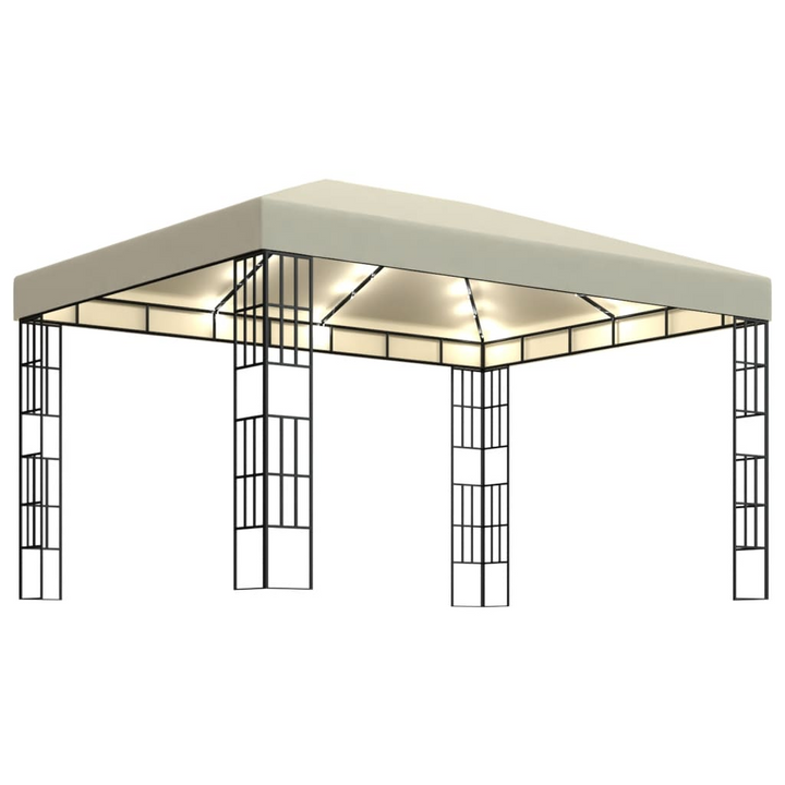 Elegant Cream Gazebo with Solar-Powered LED String Lights - 300 x 400 x 260 cm | Sturdy Steel Frame & Weather-Resistant Canopy - Premium  from Home Treasures - Just £339.99! Shop now at Home Treasures