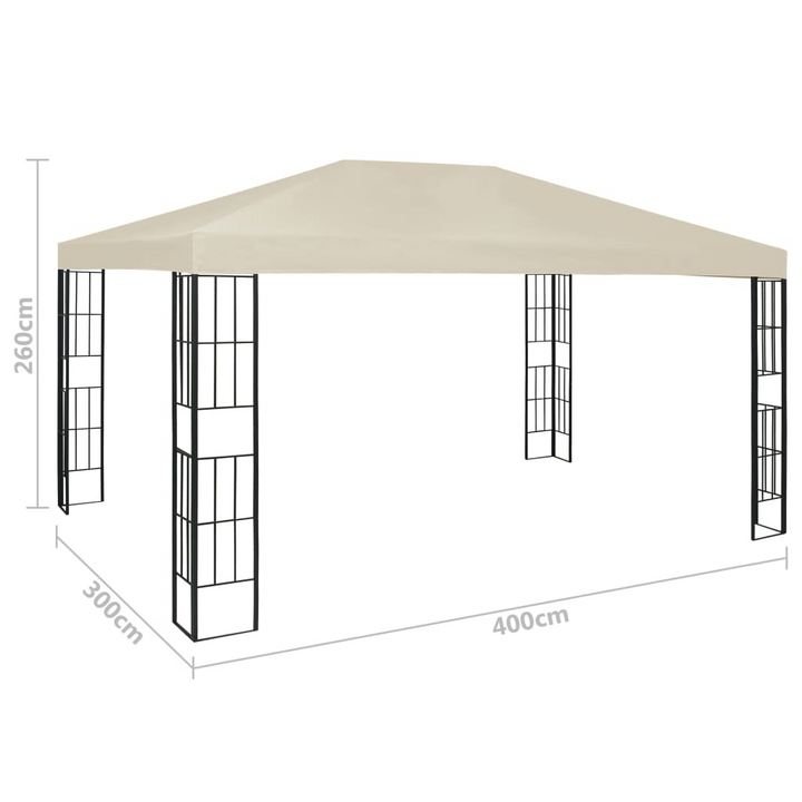 Elegant Cream Gazebo with Solar-Powered LED String Lights - 300 x 400 x 260 cm | Sturdy Steel Frame & Weather-Resistant Canopy - Premium  from Home Treasures - Just £339.99! Shop now at Home Treasures