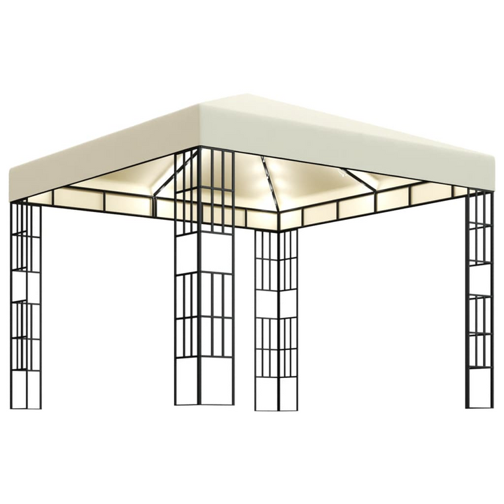 Elegant Cream Gazebo with Solar-Powered LED String Lights - 3x3x2.6m, Sturdy Steel Frame, Ideal for Outdoor Events and Parties - Premium  from Home Treasures - Just £387.99! Shop now at Home Treasures