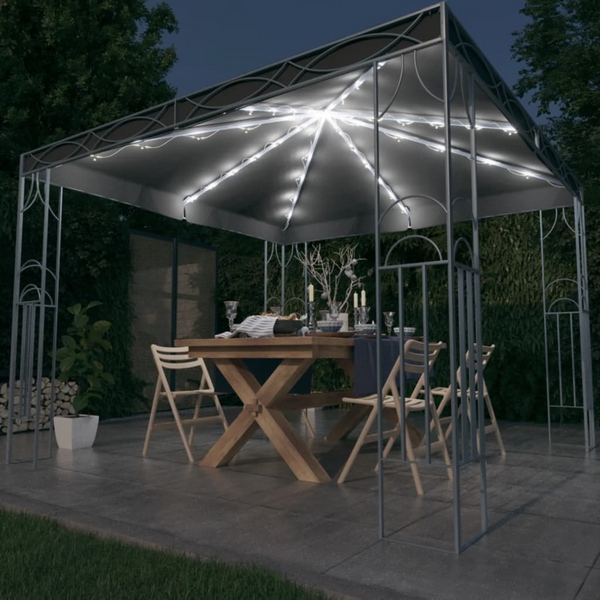 Elegant Anthracite Gazebo with LED String Lights - 300x300x270cm Outdoor Shelter for BBQs & Gatherings - Premium  from Home Treasures - Just £353.99! Shop now at Home Treasures