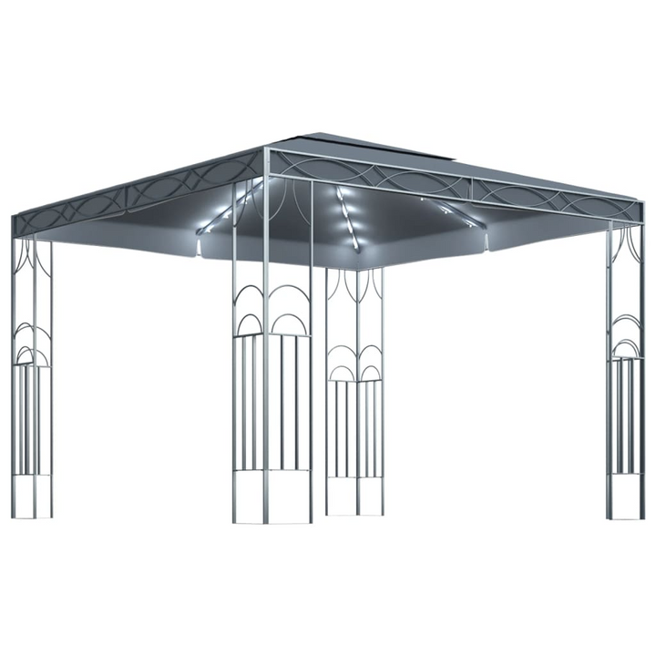 Elegant Anthracite Gazebo with LED String Lights - 300x300x270cm Outdoor Shelter for BBQs & Gatherings - Premium  from Home Treasures - Just £353.99! Shop now at Home Treasures