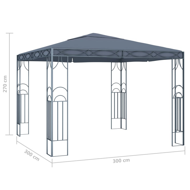 Elegant Anthracite Gazebo with LED String Lights - 300x300x270cm Outdoor Shelter for BBQs & Gatherings - Premium  from Home Treasures - Just £353.99! Shop now at Home Treasures