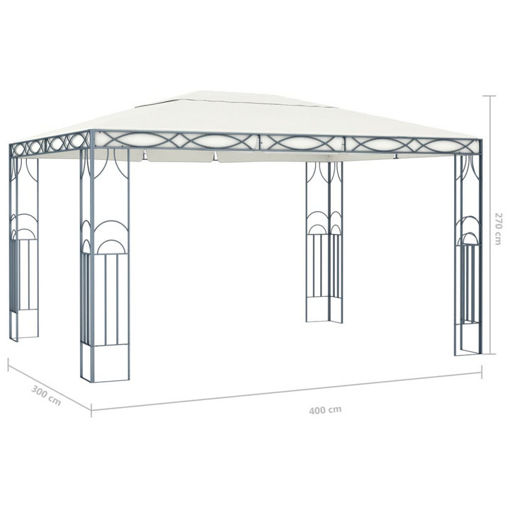 Elegant Cream Gazebo w/ LED String Lights - 400 x 300 x 270cm | Perfect for Outdoor Events & Gatherings - Premium  from Home Treasures - Just £473.99! Shop now at Home Treasures