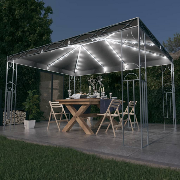 Elegant Anthracite Gazebo with Solar-Powered LED String Lights - 400 x 300 x 270 cm, UV Resistant, Sturdy Steel Frame - Premium  from Home Treasures - Just £379.99! Shop now at Home Treasures