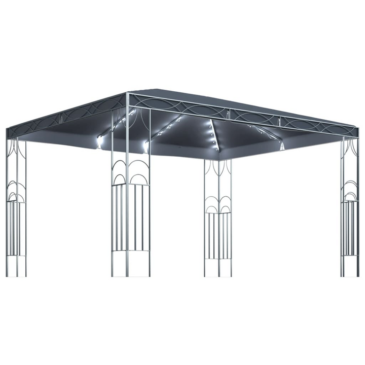 Elegant Anthracite Gazebo with Solar-Powered LED String Lights - 400 x 300 x 270 cm, UV Resistant, Sturdy Steel Frame - Premium  from Home Treasures - Just £379.99! Shop now at Home Treasures