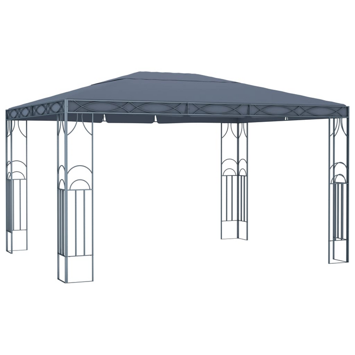 Elegant Anthracite Gazebo with Solar-Powered LED String Lights - 400 x 300 x 270 cm, UV Resistant, Sturdy Steel Frame - Premium  from Home Treasures - Just £379.99! Shop now at Home Treasures