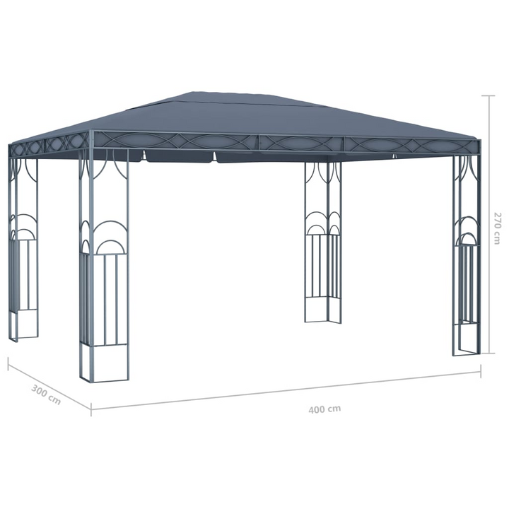 Elegant Anthracite Gazebo with Solar-Powered LED String Lights - 400 x 300 x 270 cm, UV Resistant, Sturdy Steel Frame - Premium  from Home Treasures - Just £379.99! Shop now at Home Treasures