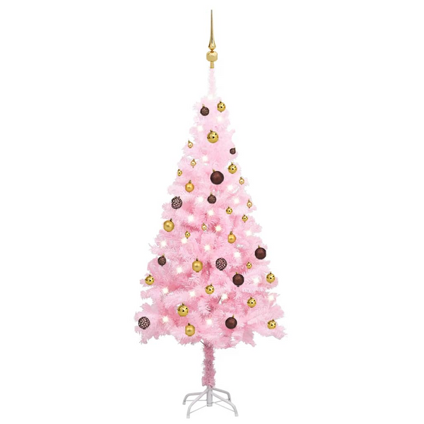 Artificial Pre-lit Christmas Tree with Ball Set - 150 cm Pink PVC Tree with LED Lights and Beautiful Ornaments - Premium  from Home Treasures - Just £70.99! Shop now at Home Treasures