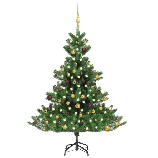 Nordmann Fir Artificial Christmas Tree with LED Lights & Ball Set, Green, 150cm - Premium  from Home Treasures - Just £134.99! Shop now at Home Treasures