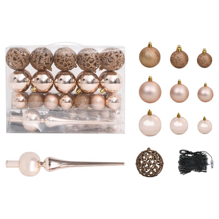 Artificial Pre-lit Christmas Tree with Rose Gold Ball Set - Green PVC, 930 Tips, 150 LEDs, Metal Stand - Premium  from Home Treasures - Just £119.99! Shop now at Home Treasures