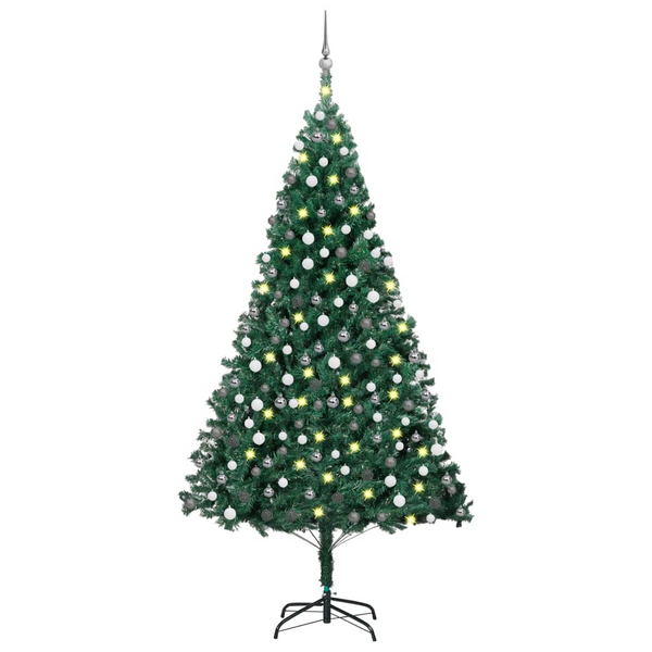 Green Artificial Pre-lit Christmas Tree with Ball Set - Lifelike PVC, Energy-efficient LEDs - Premium  from Home Treasures - Just £104.99! Shop now at Home Treasures