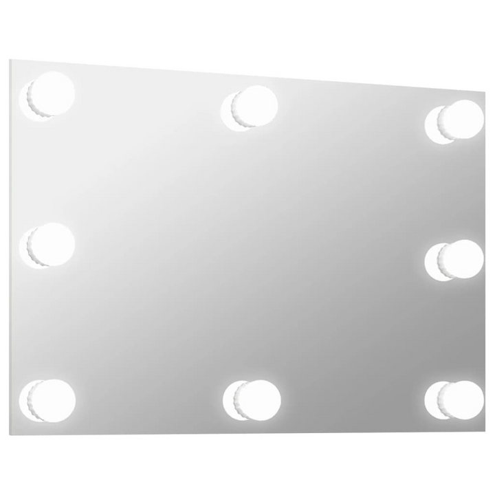 Elegant Rectangular Wall Mirror with LED Lights in Silver - Perfect for Bedroom, Living Room, or Dressing Room - Premium  from Home Treasures - Just £45.99! Shop now at Home Treasures