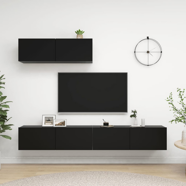 Modern Black 3-Piece TV Cabinet Set - Sleek, Space-Saving, and Functional - Premium  from Home Treasures - Just £193.99! Shop now at Home Treasures