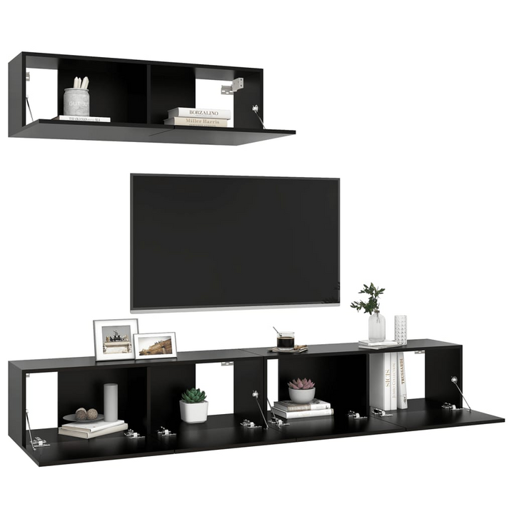 Modern Black 3-Piece TV Cabinet Set - Sleek, Space-Saving, and Functional - Premium  from Home Treasures - Just £193.99! Shop now at Home Treasures