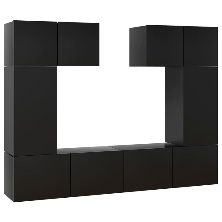 6 Piece TV Cabinet Set - Modern Black Engineered Wood Storage with Wall-Mounted Design - Premium  from Home Treasures - Just £214.99! Shop now at Home Treasures