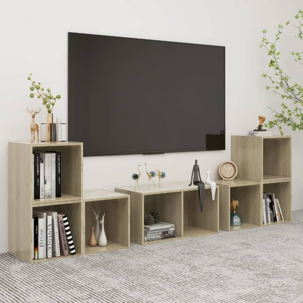 6 Piece TV Cabinet Set in Sonoma Oak - Modern Engineered Wood Entertainment Center with Ample Storage - Premium  from Home Treasures - Just £134.99! Shop now at Home Treasures