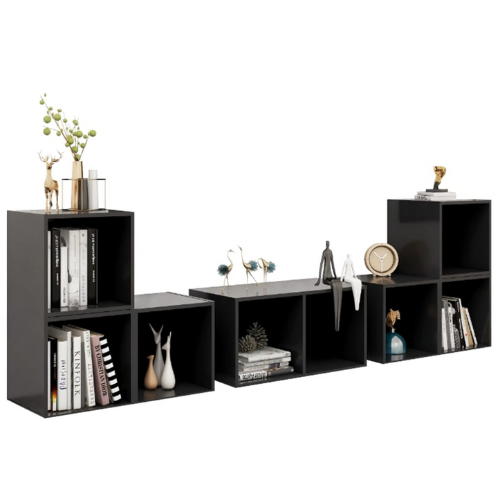 Modern 6 Piece TV Cabinet Set - High Gloss Grey Engineered Wood Entertainment Center - Premium  from Home Treasures - Just £129.99! Shop now at Home Treasures