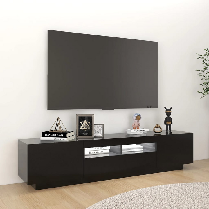 Modern Black TV Cabinet with RGB LED Lights - 180 x 35 x 40 cm | Sleek & Durable Media Console - Premium  from Home Treasures - Just £129.99! Shop now at Home Treasures